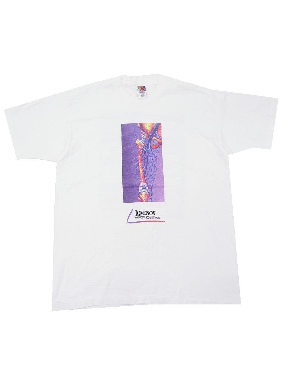 90's FRUITOFTHELOOM ''LOVENOX'' 両面プリントTシャツ ホワイト 表記