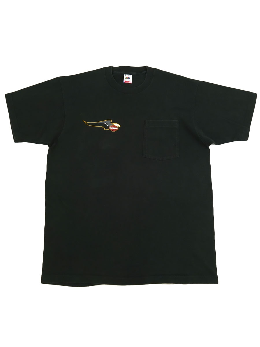 80's FRUIT OF THE LOOM ハーレーダヴィッドソン 両面プリント ポケットTシャツ 表記(XL) USA製