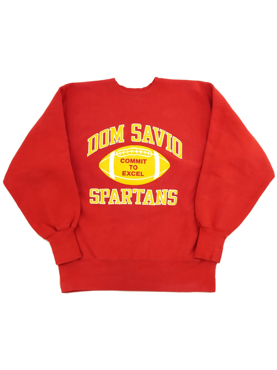 90's 刺繍タグ チャンピオンRW ''DOM SAVIO SPARTANS'' 3段プリント