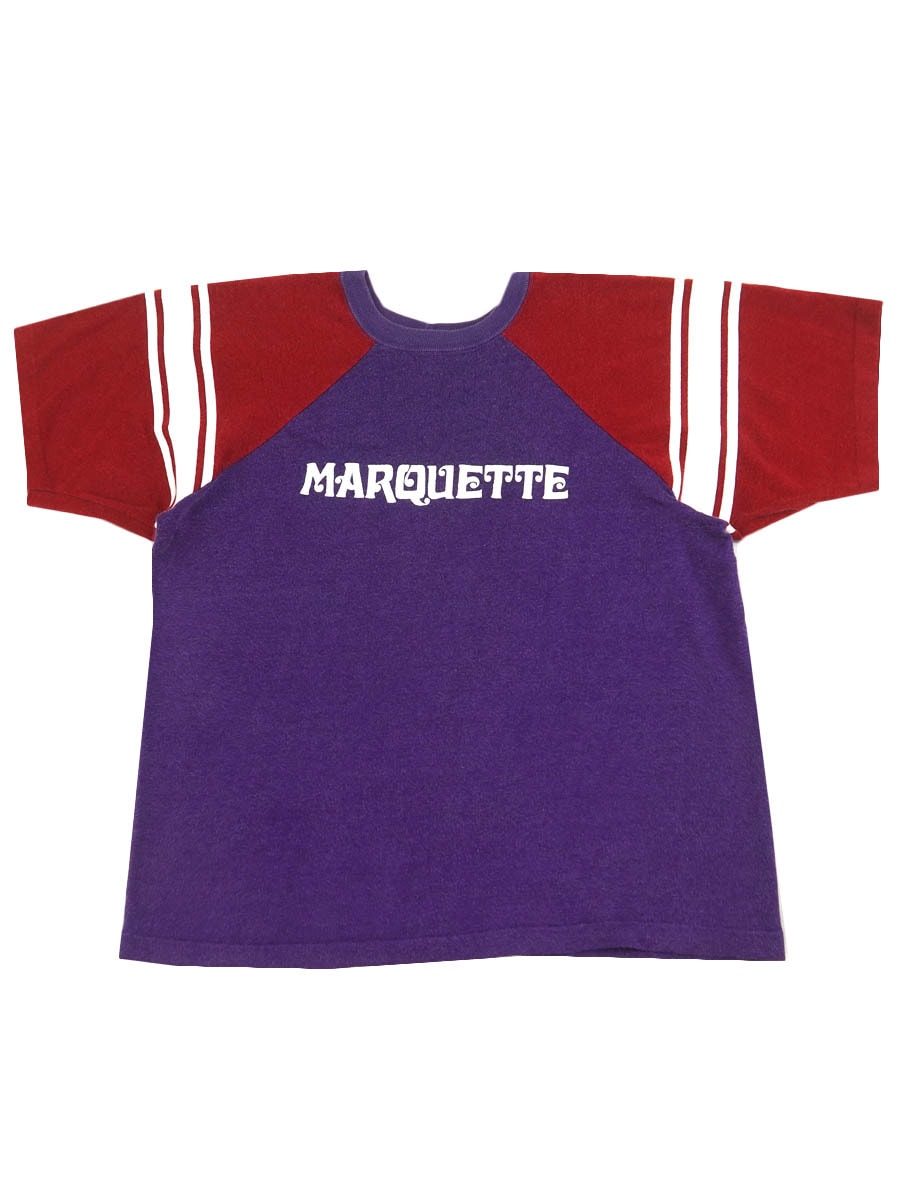チャンピオン　スウェット　バータグ　70年代パープル 70's バータグ チャンピオン ''MARQUETTE'' 2トーン切り替え 袖