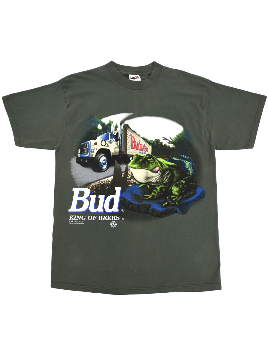 90's TULTEX ''Budweiser'' 両面プリント Tシャツ モスグリーン 表記(XL)