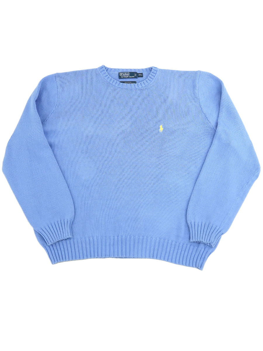 90s Polo Ralph Lauren ラルフローレン コットン ニット 青 90s ポロ ラルフローレン ワンポイント コットンニット セーター
