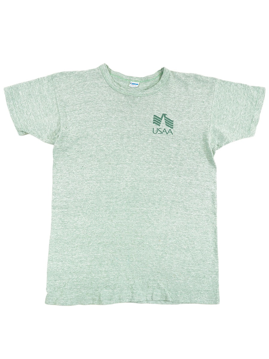 70's バータグ チャンピオン ''USAA'' 霜降りグリーンTシャツ 表記(L)
