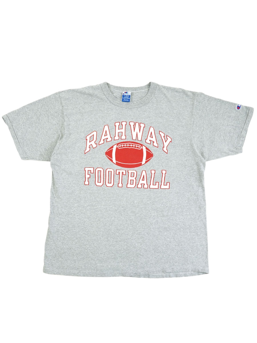 90's 青刺繍タグ チャンピオン ''RAHWAY FOOTBALL'' 3段プリント Tシャツ 表記(XL) USA製