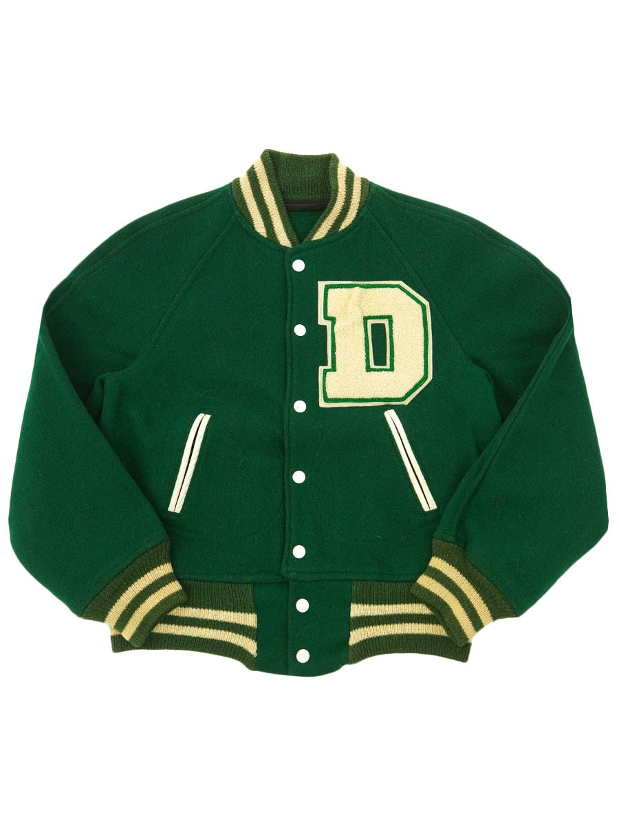60s DARTMOUTH ダークグリーン ヴィンテージ スタジャン 60's Hatchers ''DARTMOUTH'' バーシティジャケット グリーン 実寸(38
