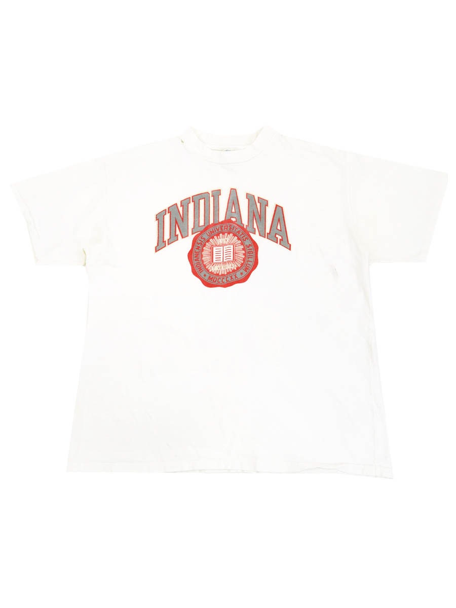 80's トリコタグ チャンピオン ''INDIANA'' 染み込み Tシャツ 白 表記