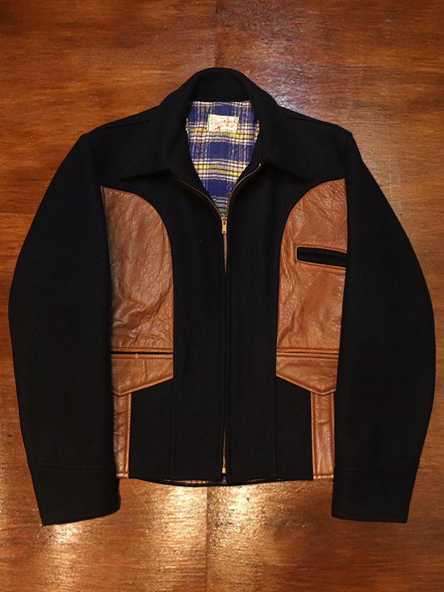 1940s WOOL x LEATHER JACKET , Size 40 | FAKEα | | BerBerJin WebStore