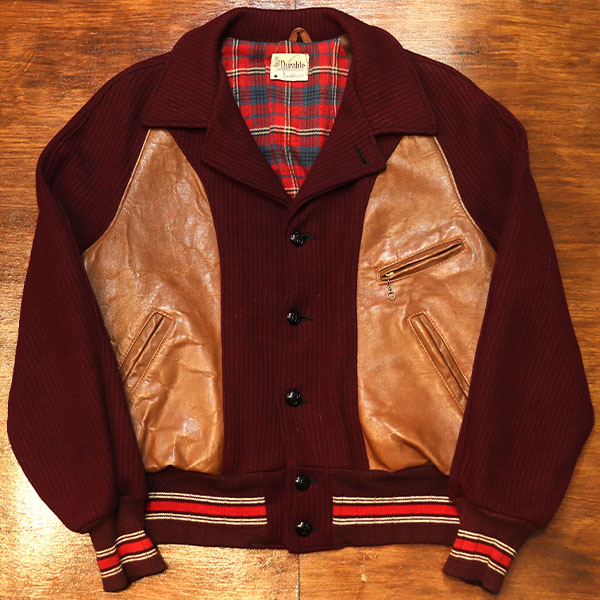 1940s DURABLE , WOOL x LEATHER , Size 40