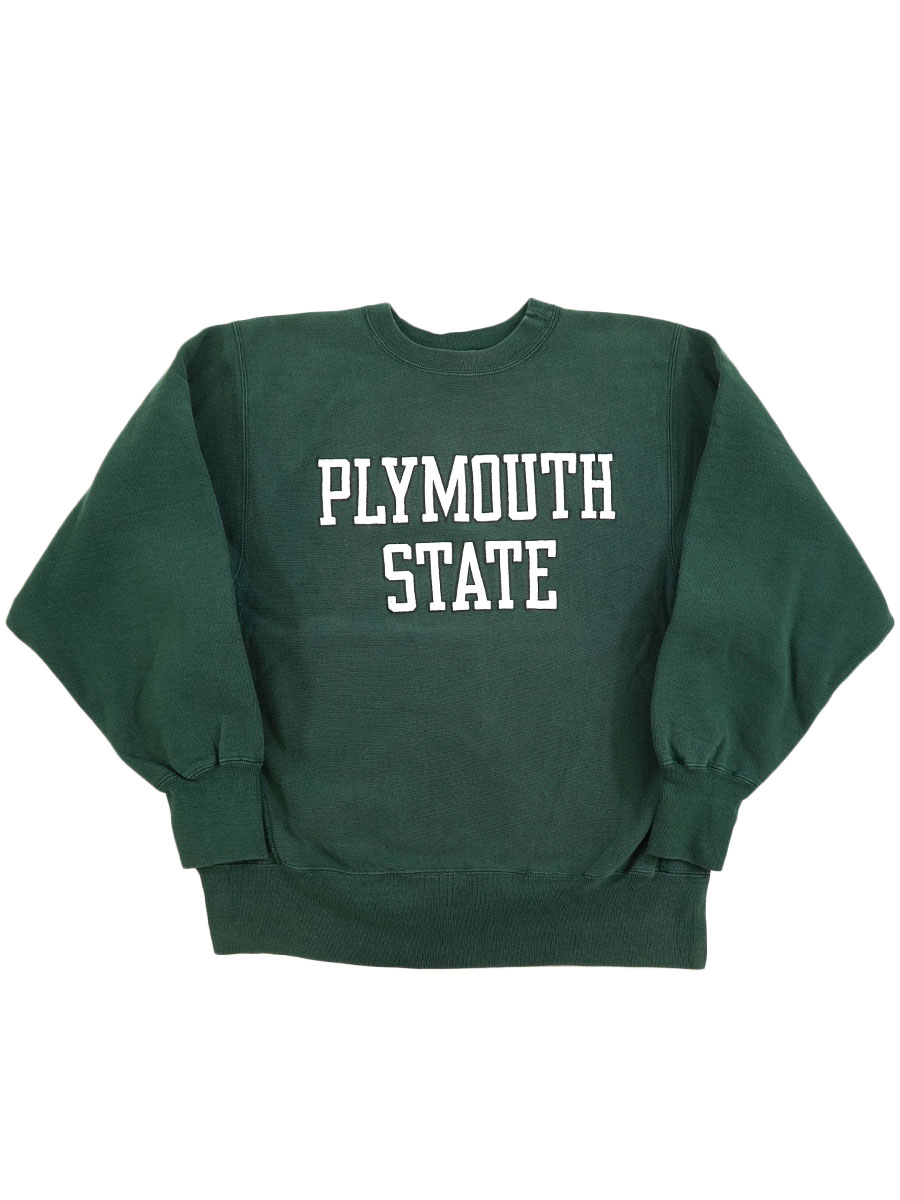 80's プリントタグ チャンピオンRW ''PLYMOUTH STATE'' グリーン 表記