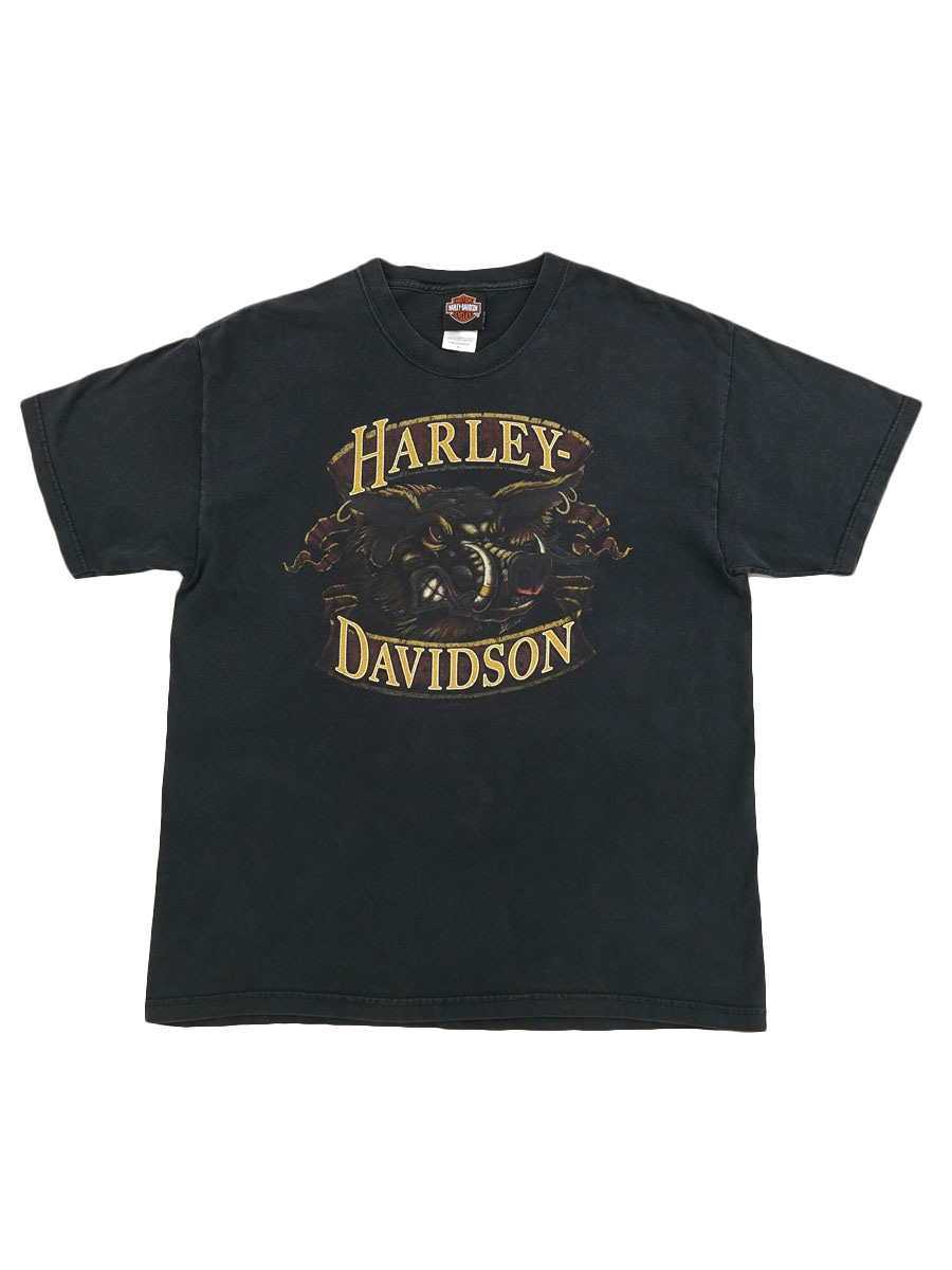 00's H-D ハーレーダヴィッドソン ''Wild Pig'' 両面プリント Tシャツ