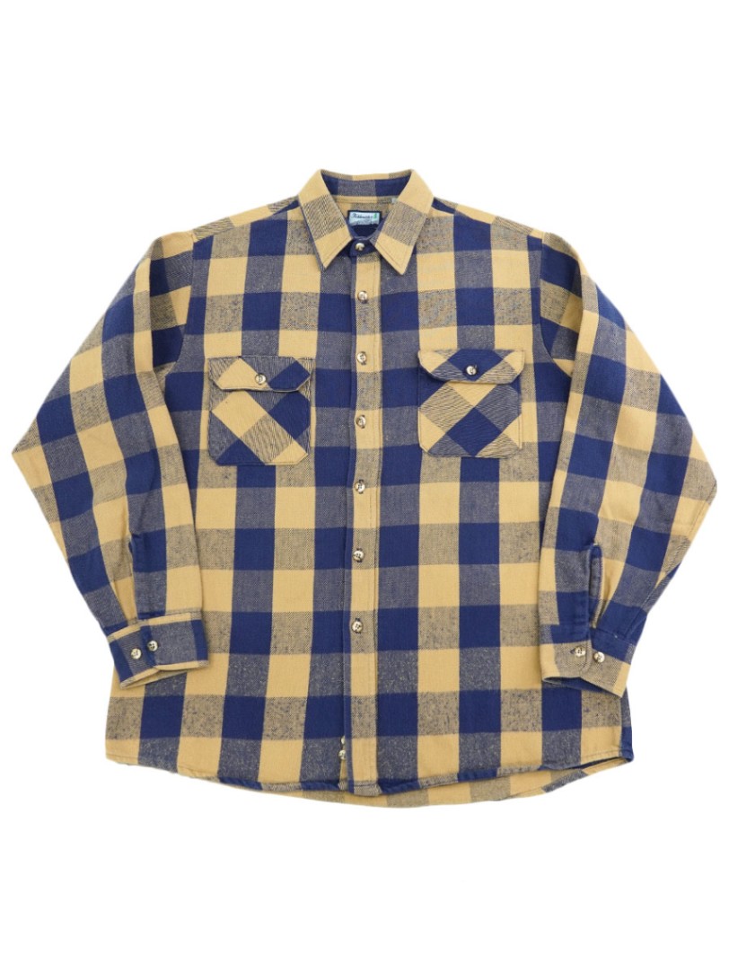 90's Fieldmaster ベージュ×ネイビー ブロックチェック フランネル