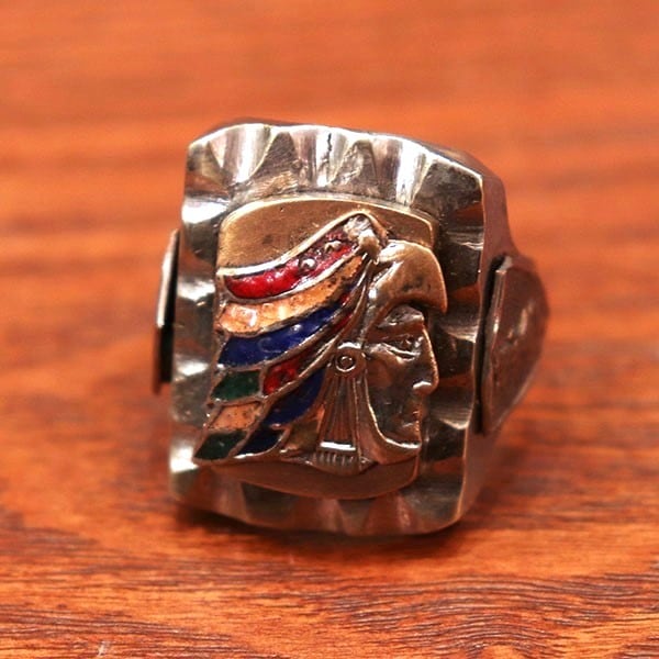 1940s MEXICAN RING BIKER RING , INDIAN No57 , Size 25号