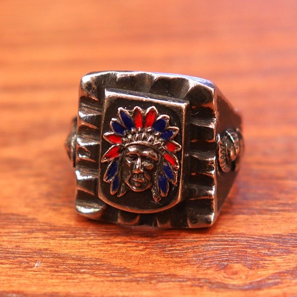 1940s MEXICAN RING BIKER RING , INDIAN No80 , Size 20号