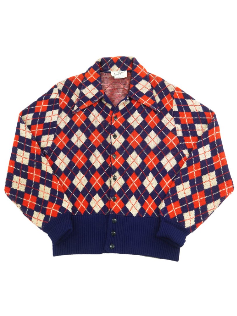 60's～ Don Loger アーガイル柄 ニットカーディガン 表記(L)