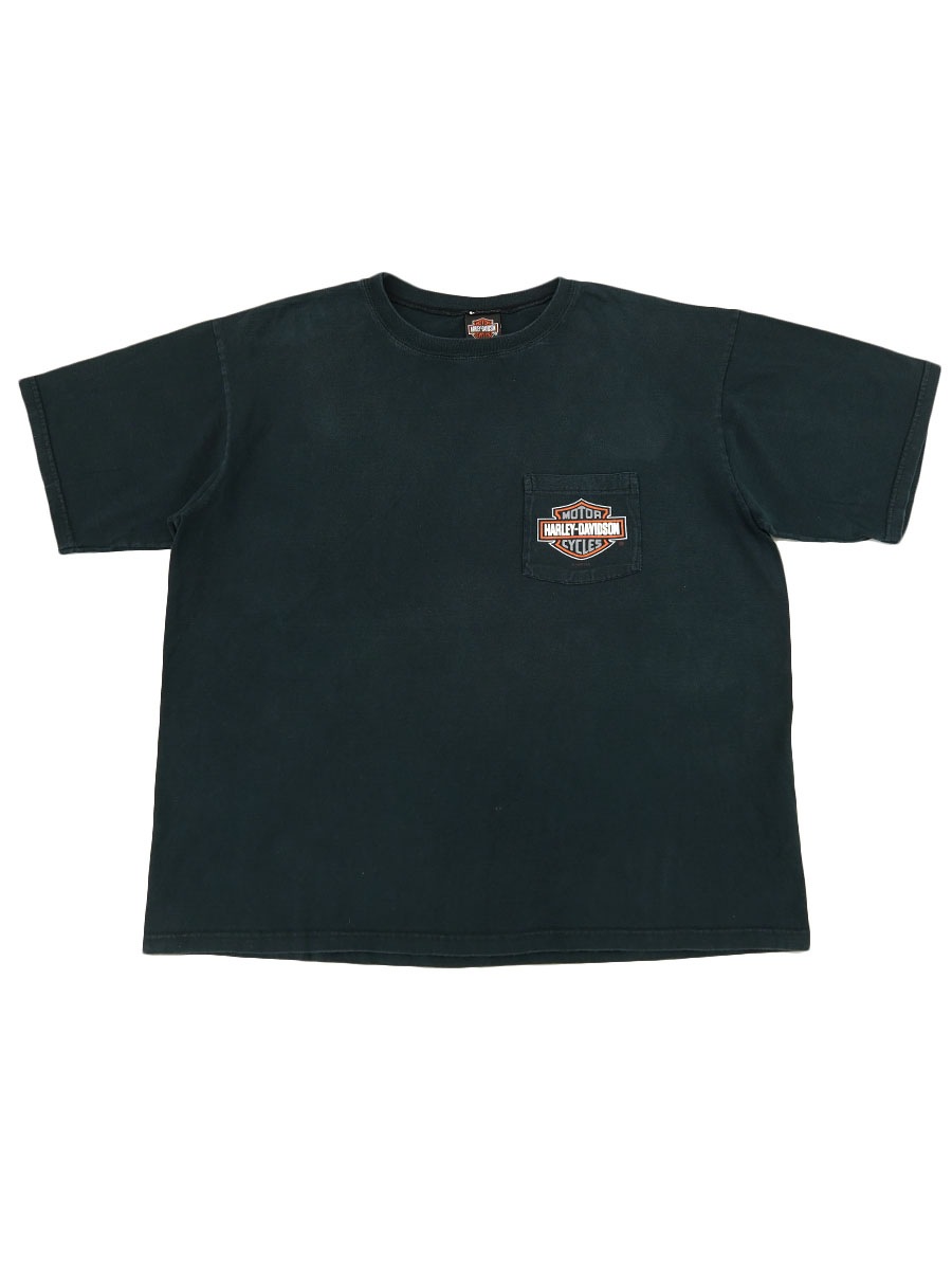 00's H-D ハーレーダヴィッドソン ''BIG TWIN'' 両面プリント ポケットTシャツ 表記(XL) 