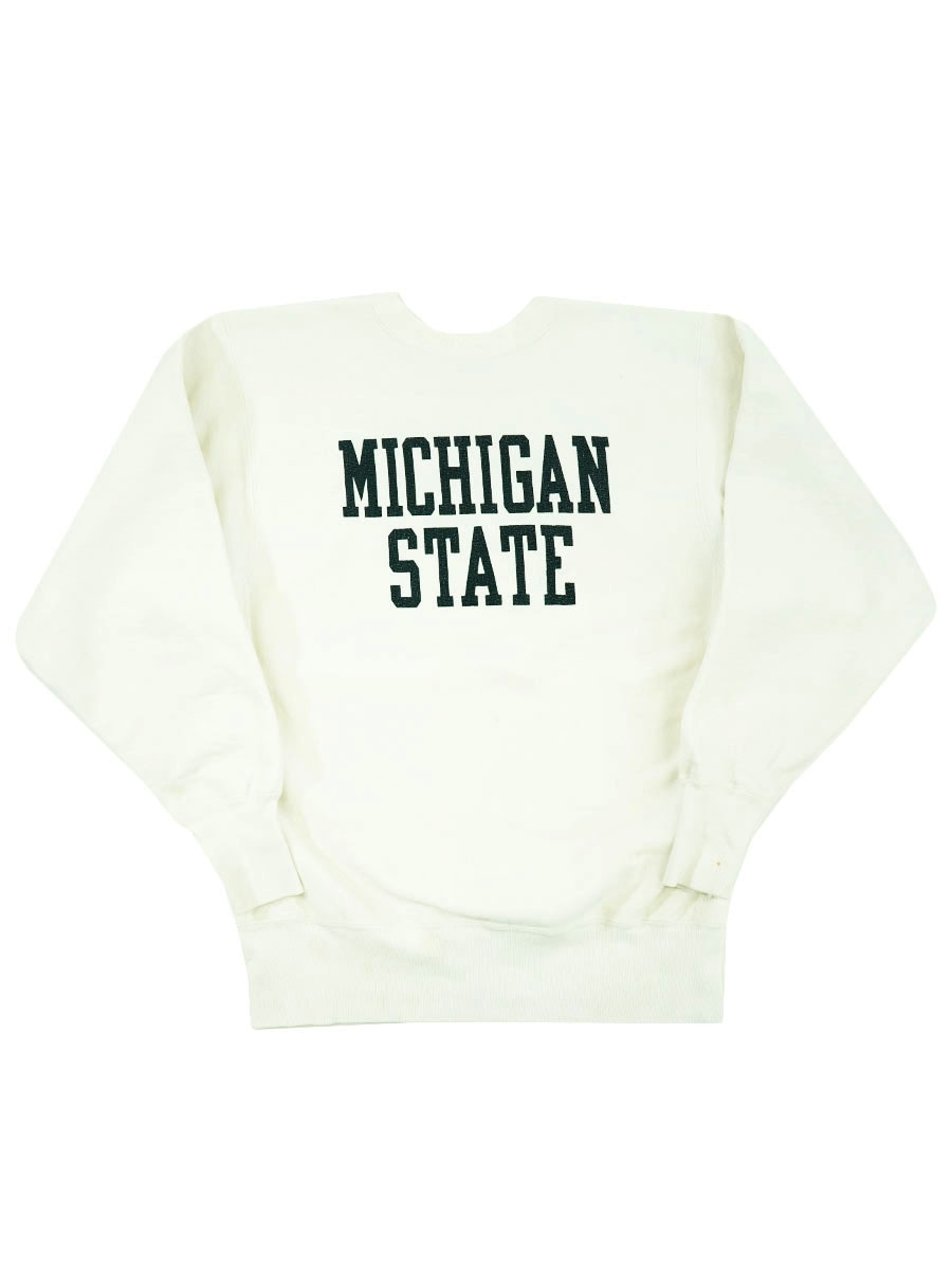80's プリントタグ チャンピオンRW ''MICHIGAN STATE'' 染み込み 表記
