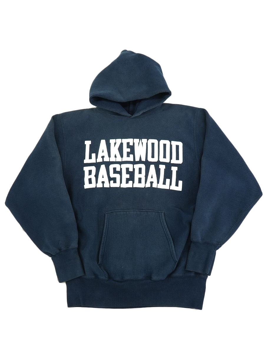 90's 刺繍タグ チャンピオンRWパーカ ''LAKEWOOD BASEBALL'' 紺 表記(XL) USA製