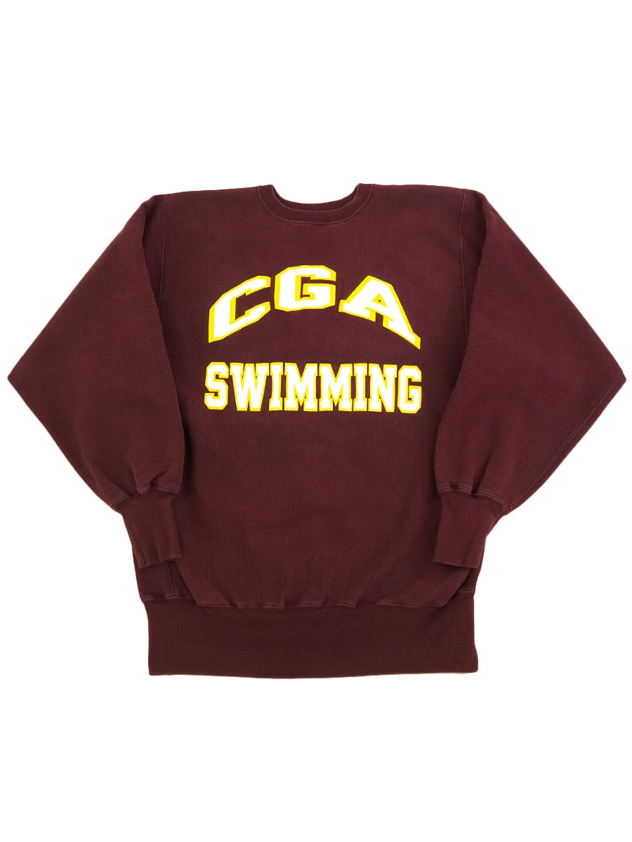 90's 刺繍タグ チャンピオンRW ''CGA SWIMMING'' 表記(XL) USA製 エンジ