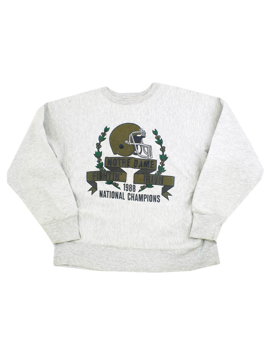 80's プリントタグ チャンピオンRW ''NOTRE DAME FIGHTIN' IRISH5'' 表記(L)