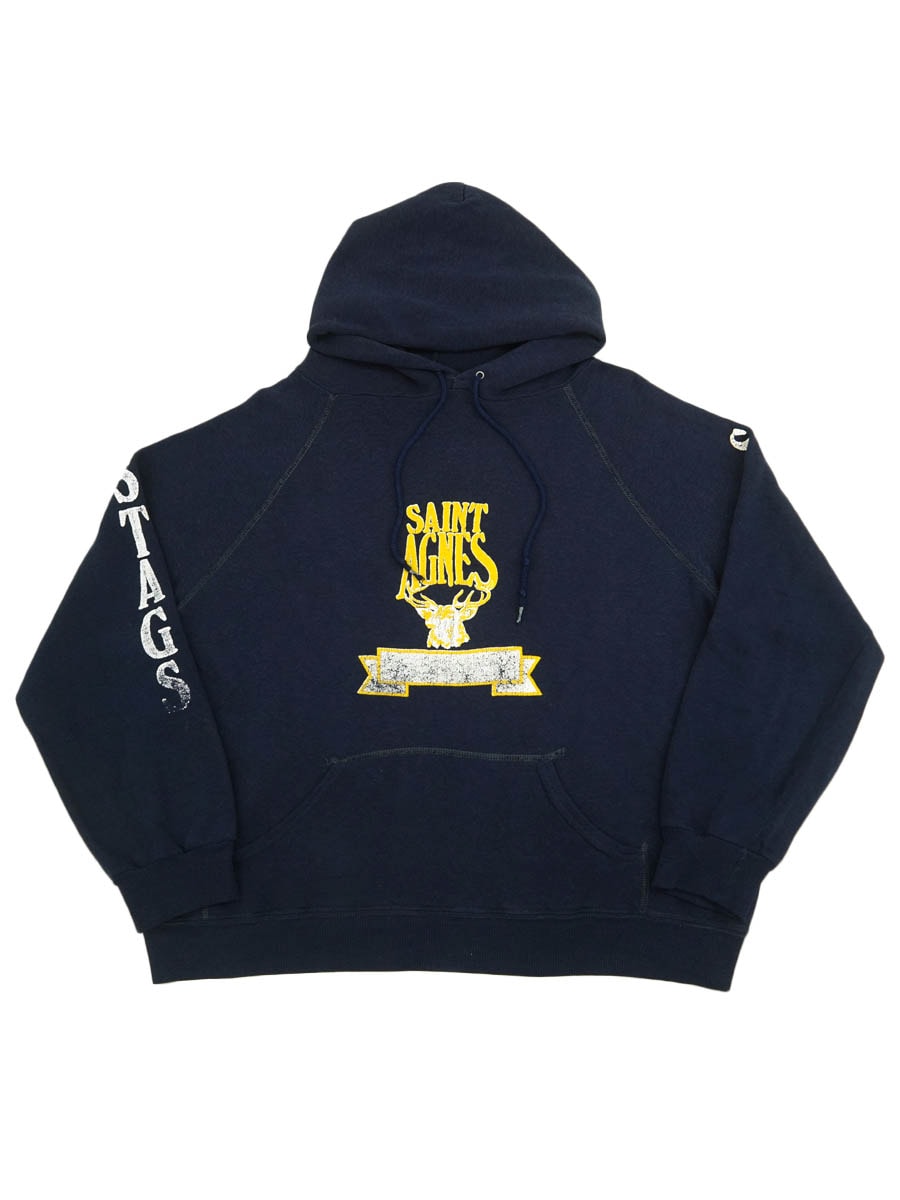 80's Velva Sheen ''SAINT AGNES'' 両袖プリント スウェットパーカ ネイビー 表記(L)
