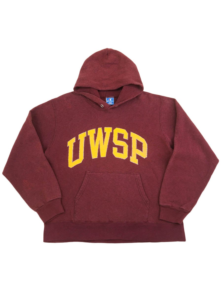 80's～ 青刺繍タグ チャンピオン ''UWSP'' スウェットパーカ エンジ 表記(L) USA製