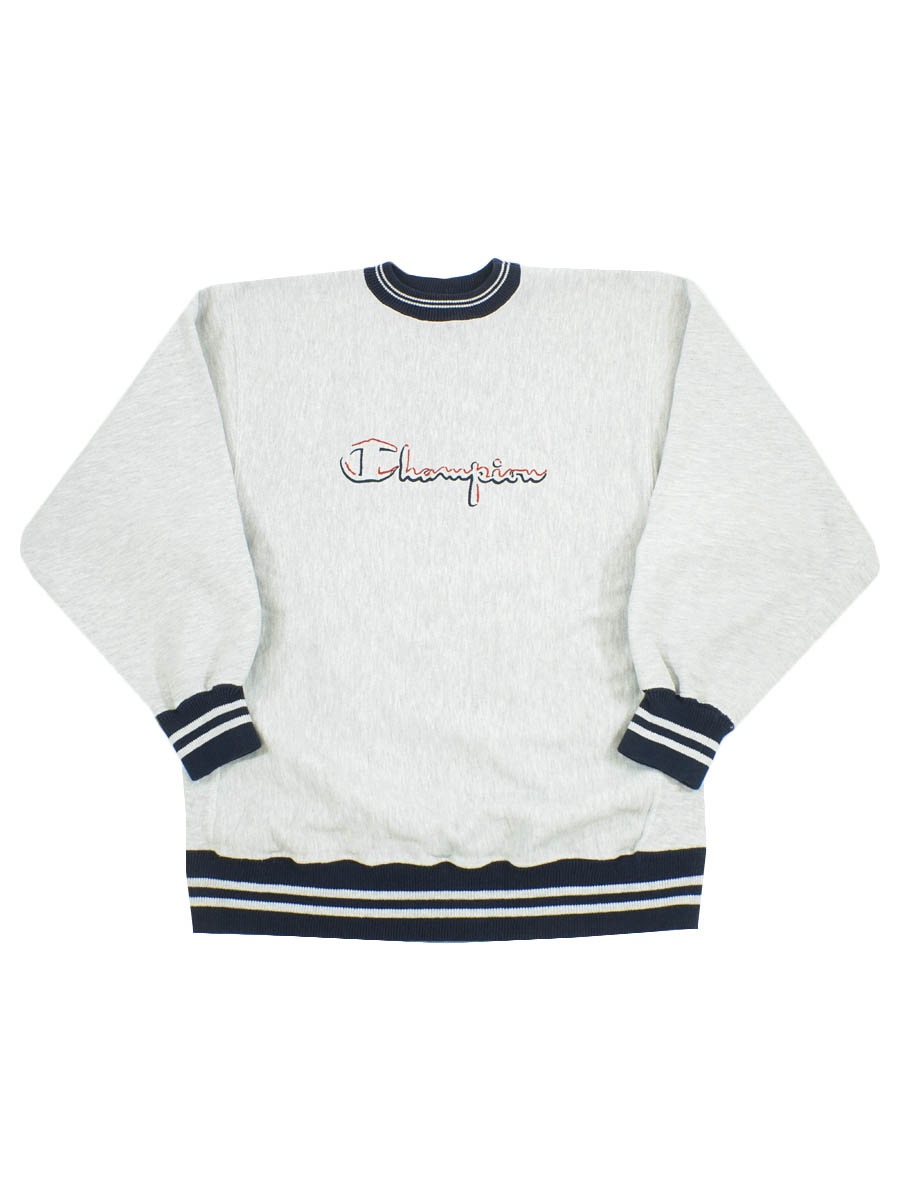 90's 刺繍タグ チャンピオンRW スクリプトロゴ リブライン 表記(XL