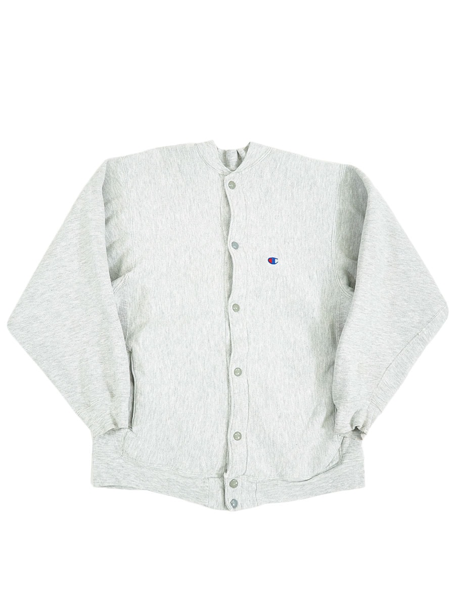 90's 刺繍タグ チャンピオンRW フルスナップカーディガン グレー 実寸
