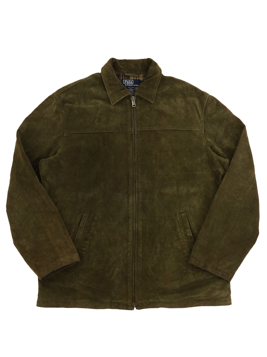 ラルフローレン 裏好配色チェック柄 スエードジャケット ブラウン 表記