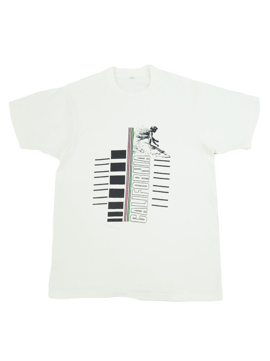 80's～ ''CALIFORNIA'' サーフTシャツ 表記(XL) 白ボディ