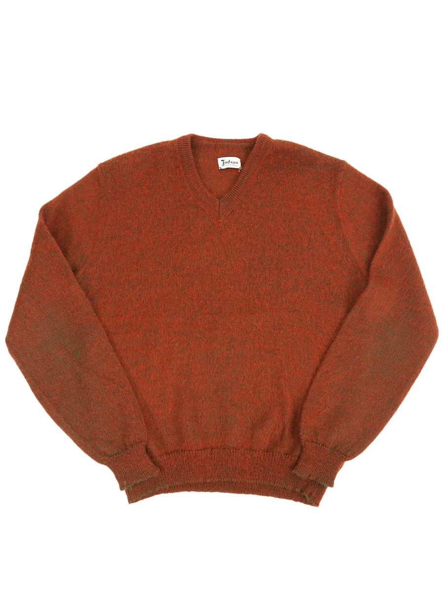 60's～ Judson ミックスカラー Vネック モヘアセーター レンガ 実寸(L位)