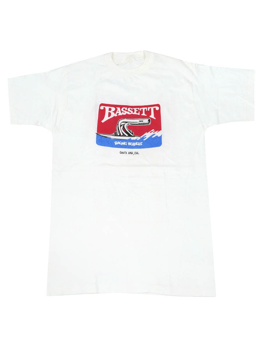 70's～ ''BASSETT RACING HEADERS'' 両面プリントTシャツ 実寸(L位) DEAD