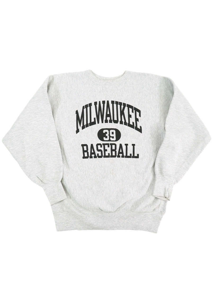 90's 刺繍タグ チャンピオンRW ''MILWAUKEE BASEBALL'' 3段黒プリント