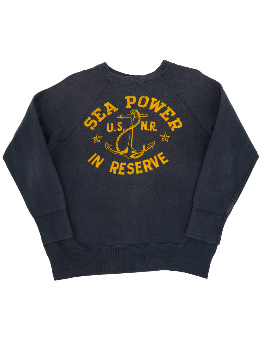 50's～ ''SEA POWER U.S.N.R IN RESEEVE'' 3段フロッキープリント