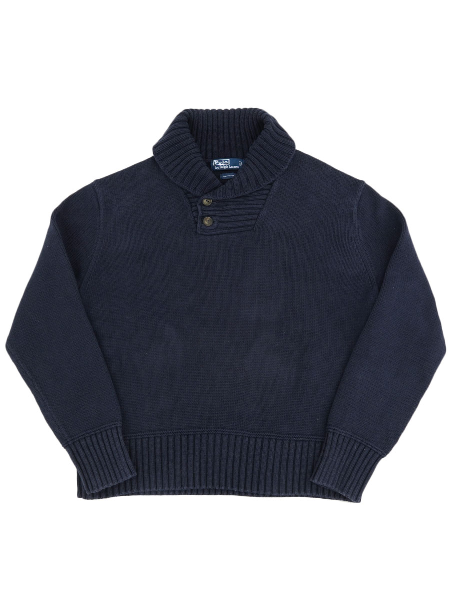 【美品】POLO RALPH LAUREN ショールカラー コットンニット L 90's Polo Ralph Lauren Shawl Collar Knit L / ポロ ラルフローレン