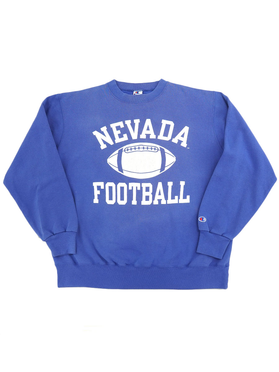 90's チャンピオン ''NEVADA FOOTBALL'' 3段プリント スウェット 表記