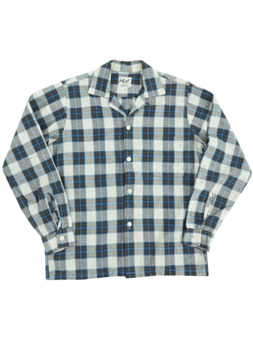 60's DAN PLAID 青ベース 好配色チェック コットンループカラーシャツ