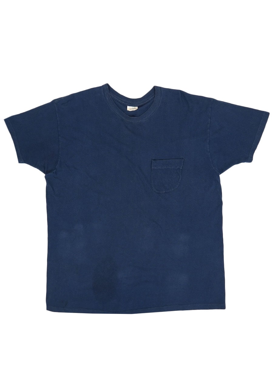 60's～ Spring foot 丸ポケ 100%コットン Tシャツ 無地 ネイビー 表記(XL)