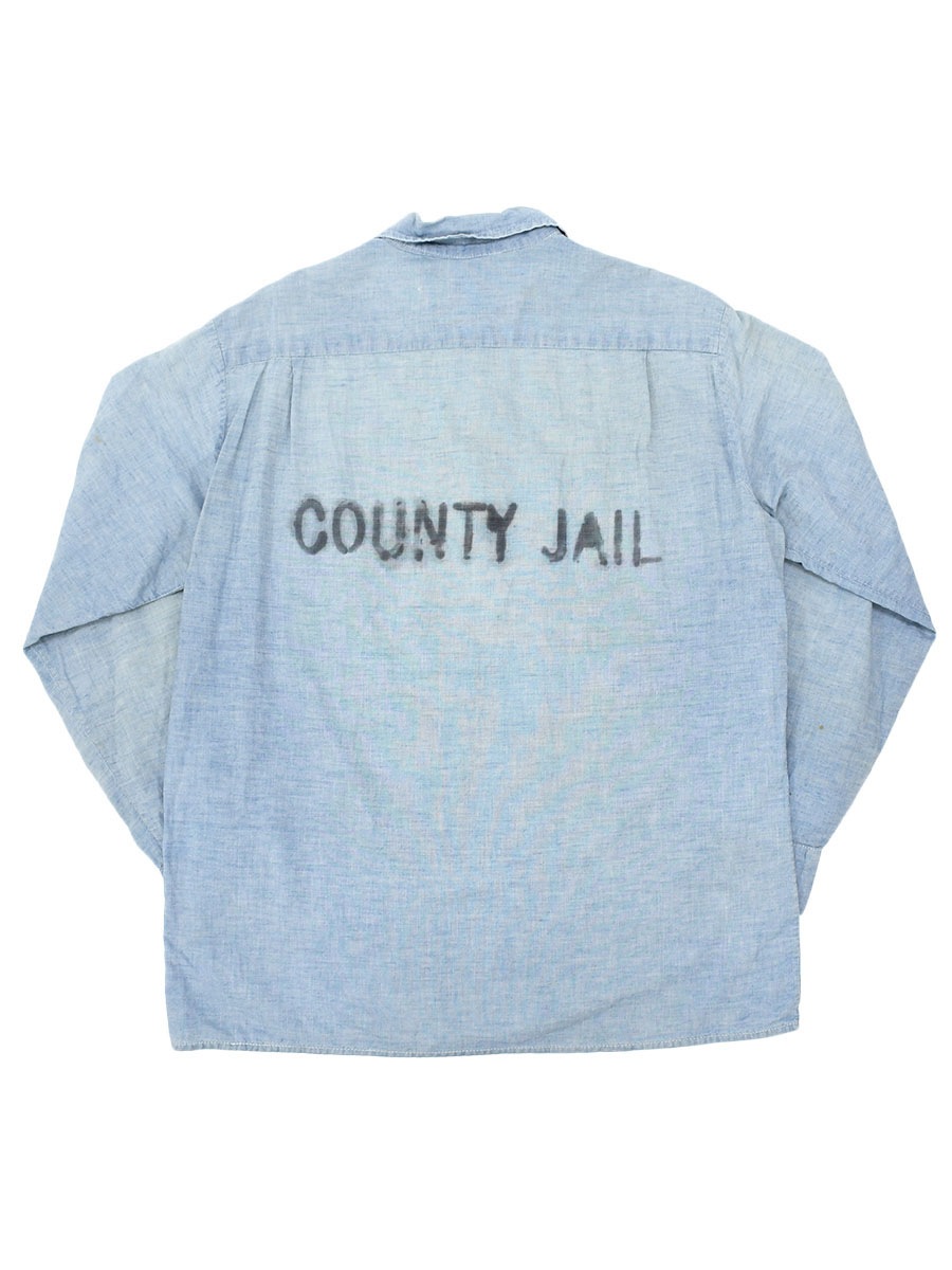 70's～ ''COUNTY JAILL'' 背面ステンシル シャンブレーシャツプルオーバー 表記(17)