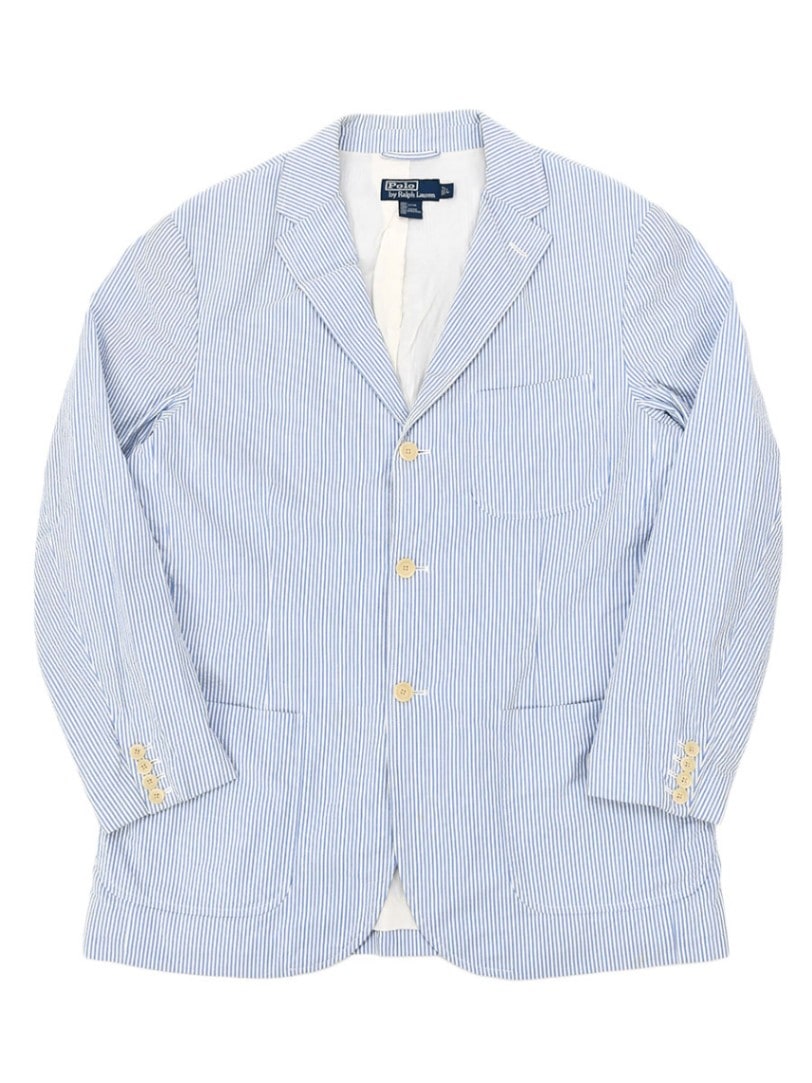 ラルフローレン 青白ストライプ シアサッカーJKT 表記(L) | すべての