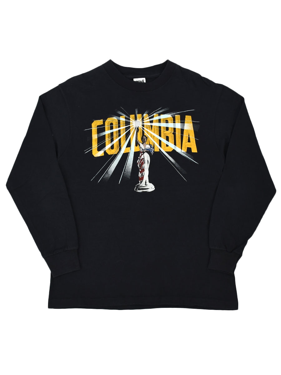 90's anvil ''COLUMBIA'' プリント L/S Tシャツ ブラック 表記(M) USA製