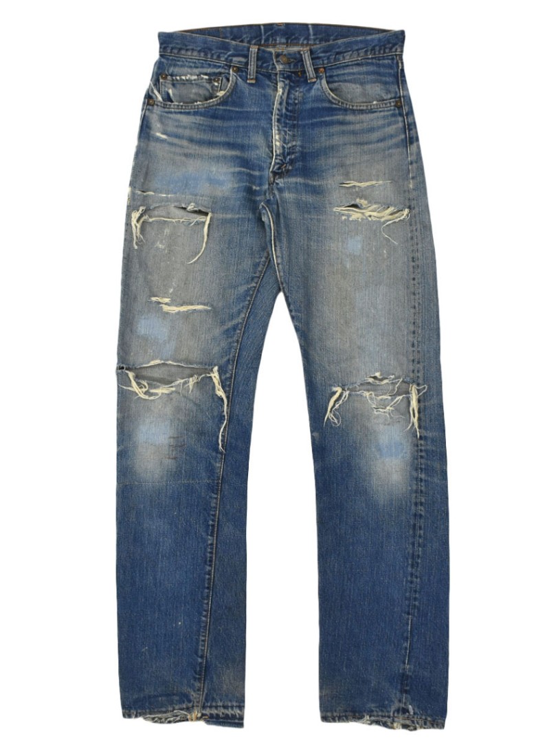 60's Levi's 505 BIG-E デニムパンツ 味ありリペア 良色落ち