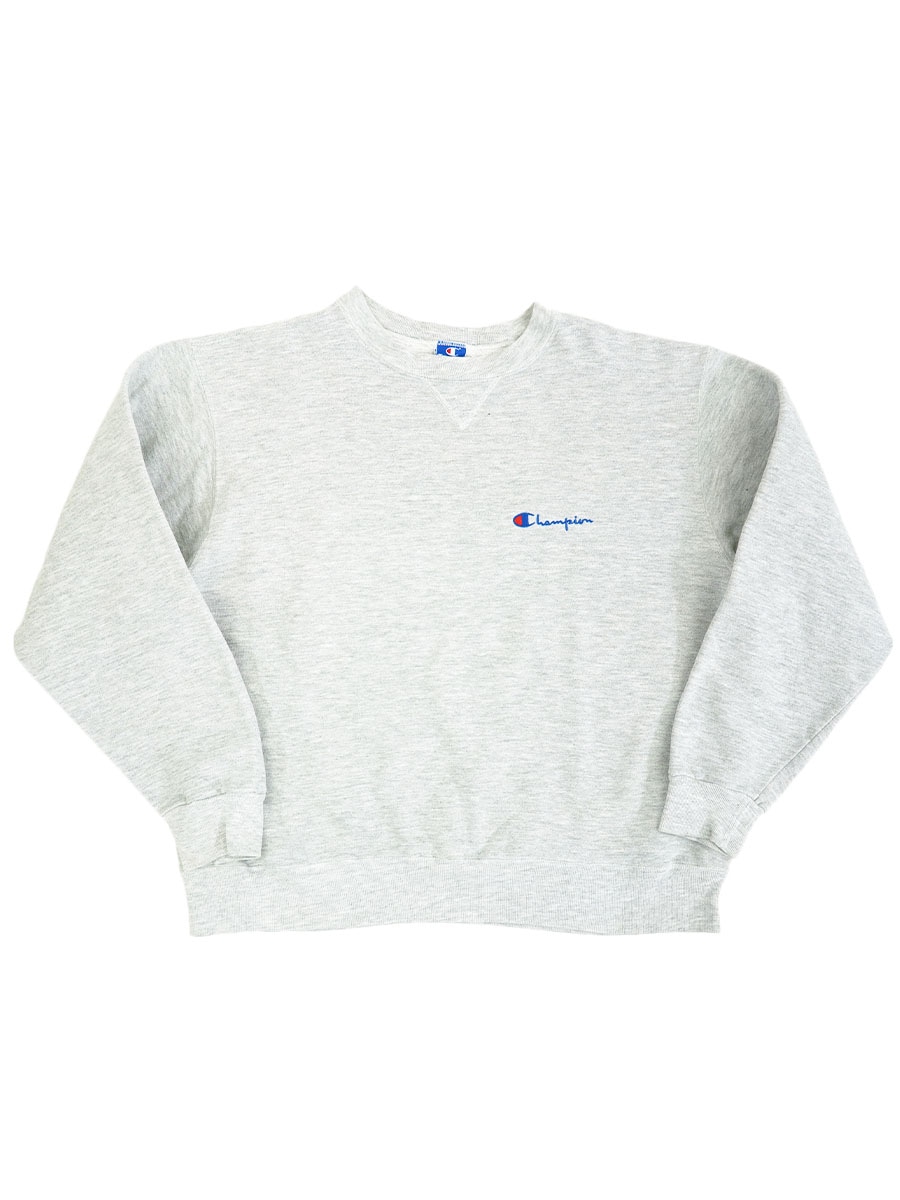 90's チャンピオン スクリプトロゴ 前Vスウェット グレー 表記(XL) USA製