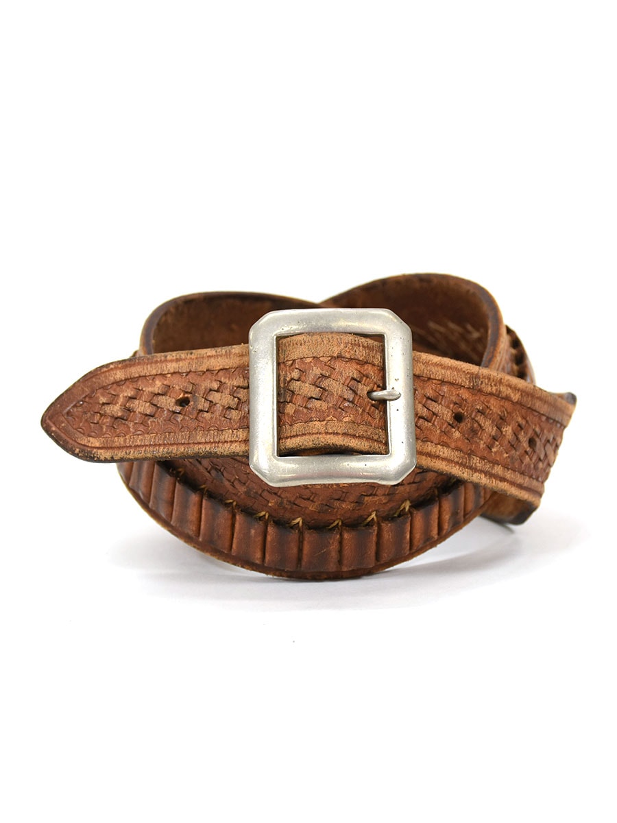 60's～ VAKING MEXICO バスケットウィーブ レザーガンベルト ブラウン