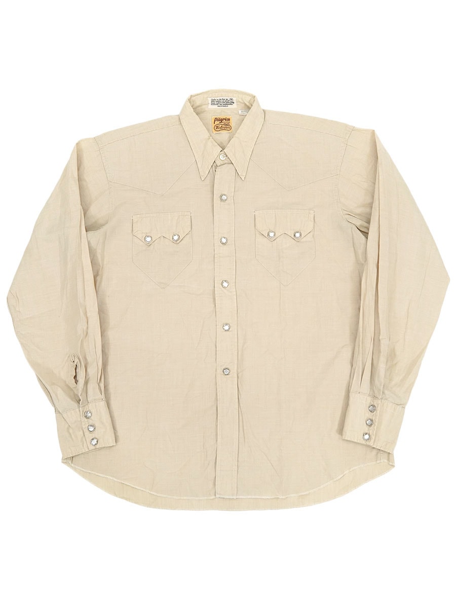 60's Pilgrim Western 無地 コットンウエスタンシャツ ベージュ 表記