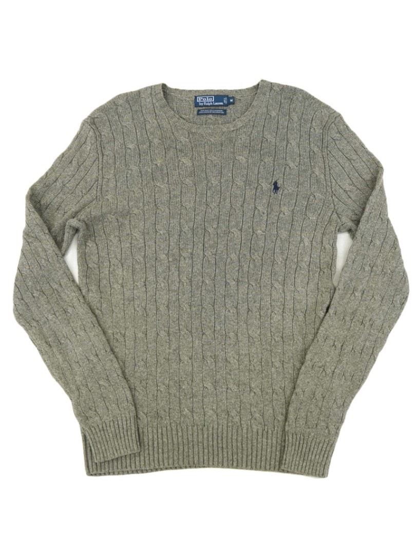 ラルフローレン ケーブル編み シルク×カシミア ニット フェザーグレー