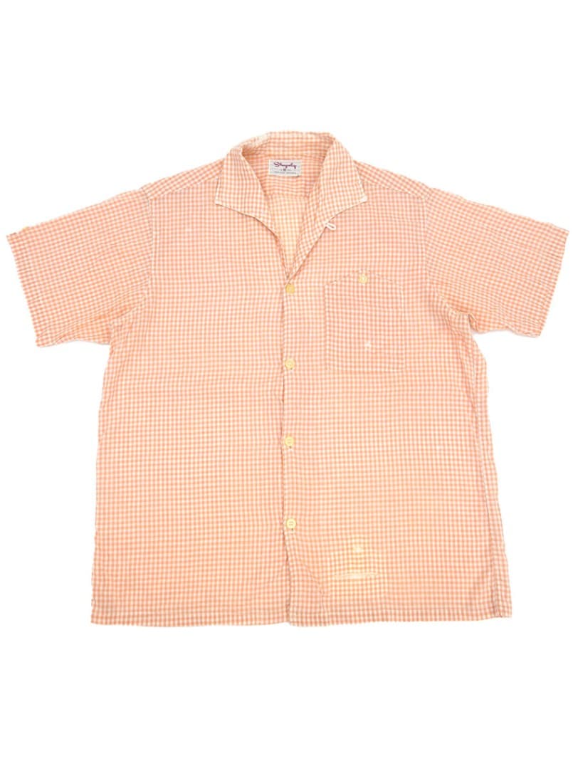 60's Shapely イタリアンカラー ギンガムチェック柄 S/Sシャツ 表記(M) 山ポケ
