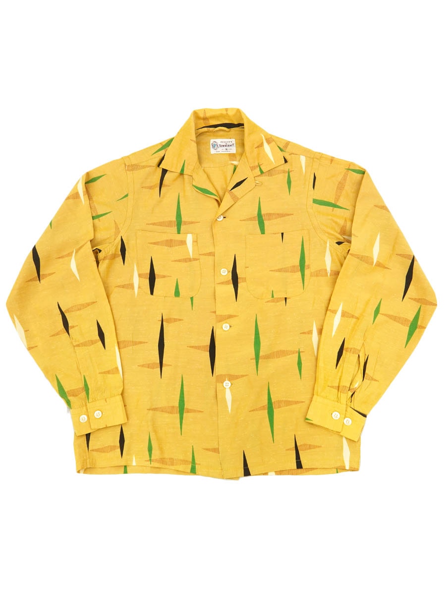 50's PENNEY'S TOWNCRAFT ループカラー 総柄 ロングスリーブシャツ 表記(S)