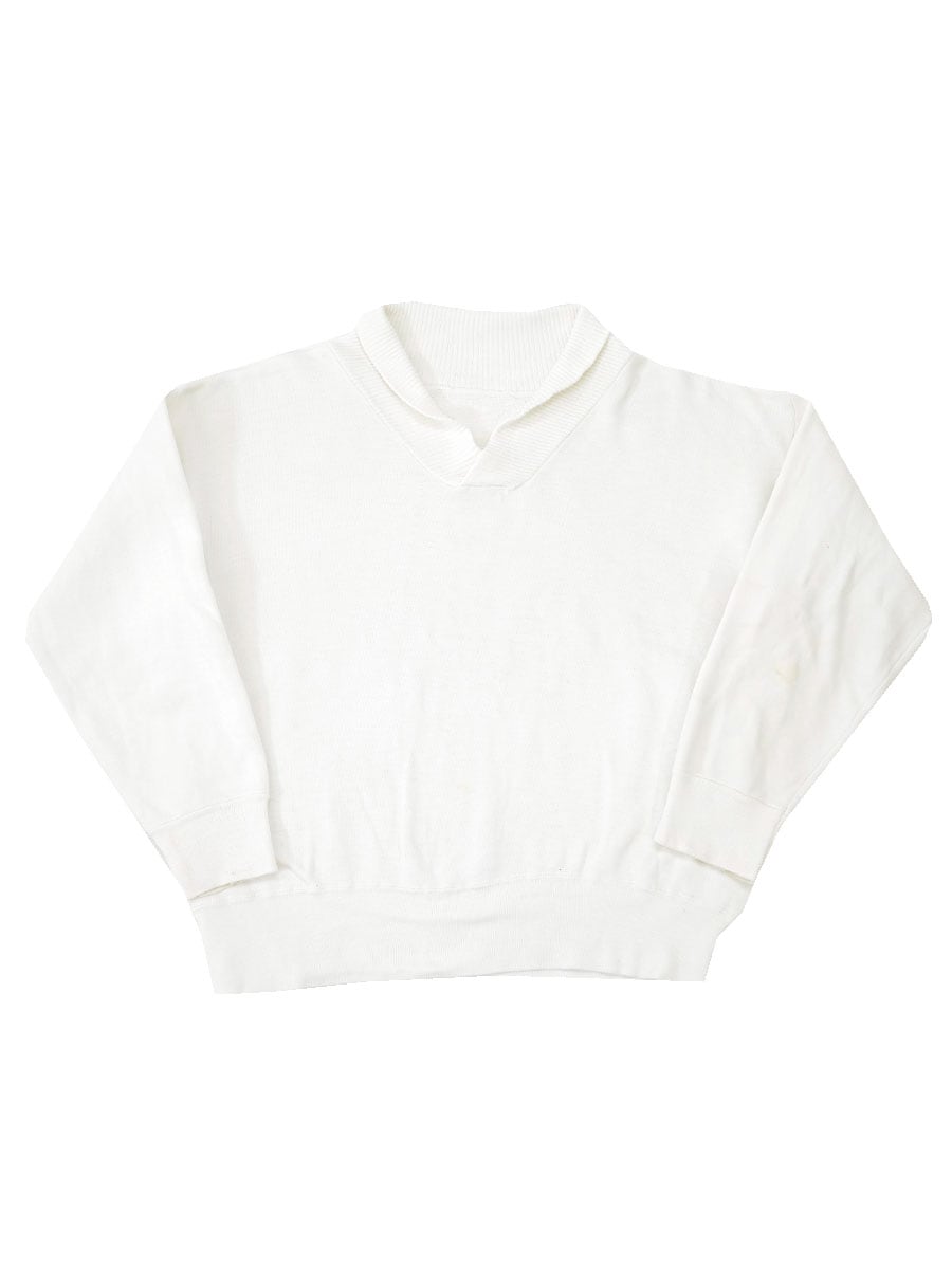 60's～ ショールカラー セットインスリーブスウェット ホワイト 実寸(L位)
