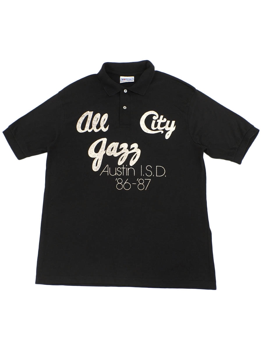 80's Hanes ''All City Jazz'' ポロシャツ 黒 表記(L) USA製