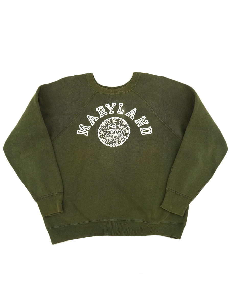 60s Champion ランタグ？ ラグラン スウェット 墨黒 L程度 古着 60s Champion ランタグ 「AIC」 カレッジ 2トーン ラグラン